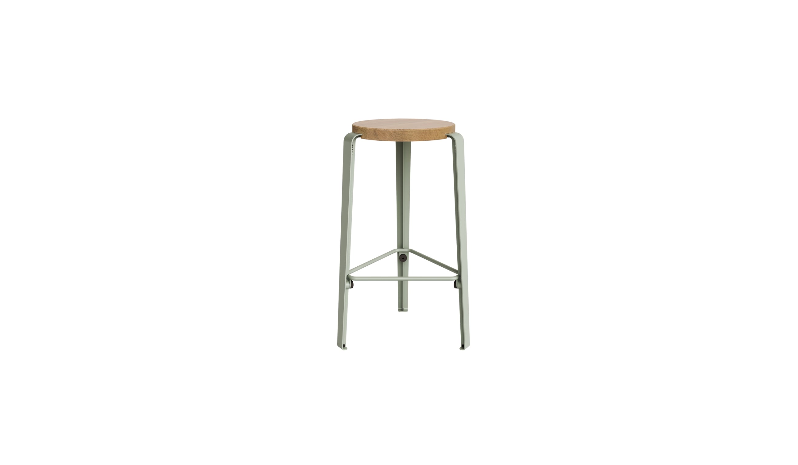 Tabouret de comptoir Lou 66cm, chêne naturel et acier gris eucalyptus