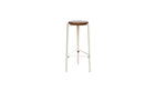 Tabouret de bar Lou 76cm, chêne teinté et acier blanc crème