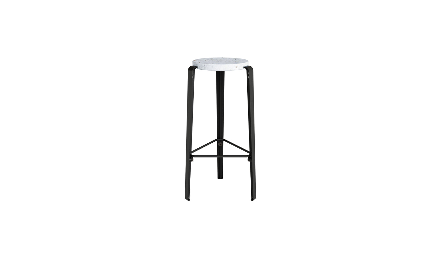 Tabouret de bar Lou 76cm, plastique recyclé Venezia et acier noir graphite