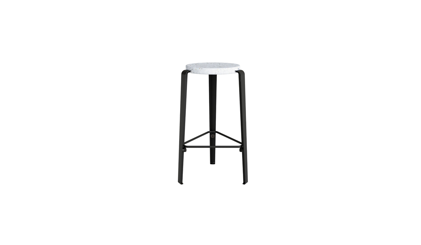 Tabouret de comptoir Lou 66cm, plastique recyclé Venezia et acier noir graphite