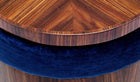 Small Moon A pouf, in blue velvet, ironwood and polished brass