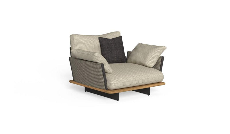 Venice - Fauteuil de jardin en teck, cordon beige, tissu beige