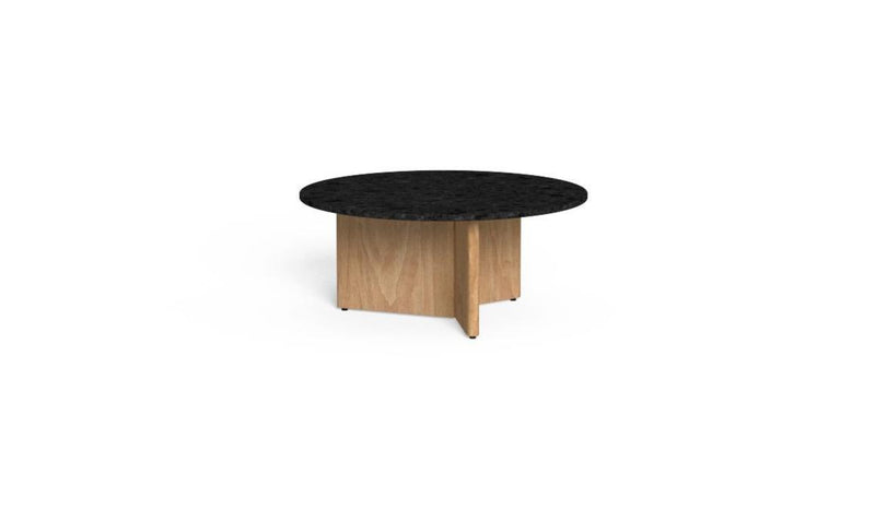 Venice - Outdoor coffee table in accoya wood and lava stone top, volcanic gray