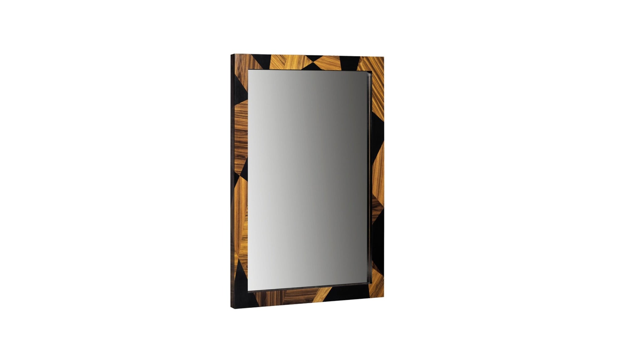 Grand miroir marqueterie Geometry en bois de fer