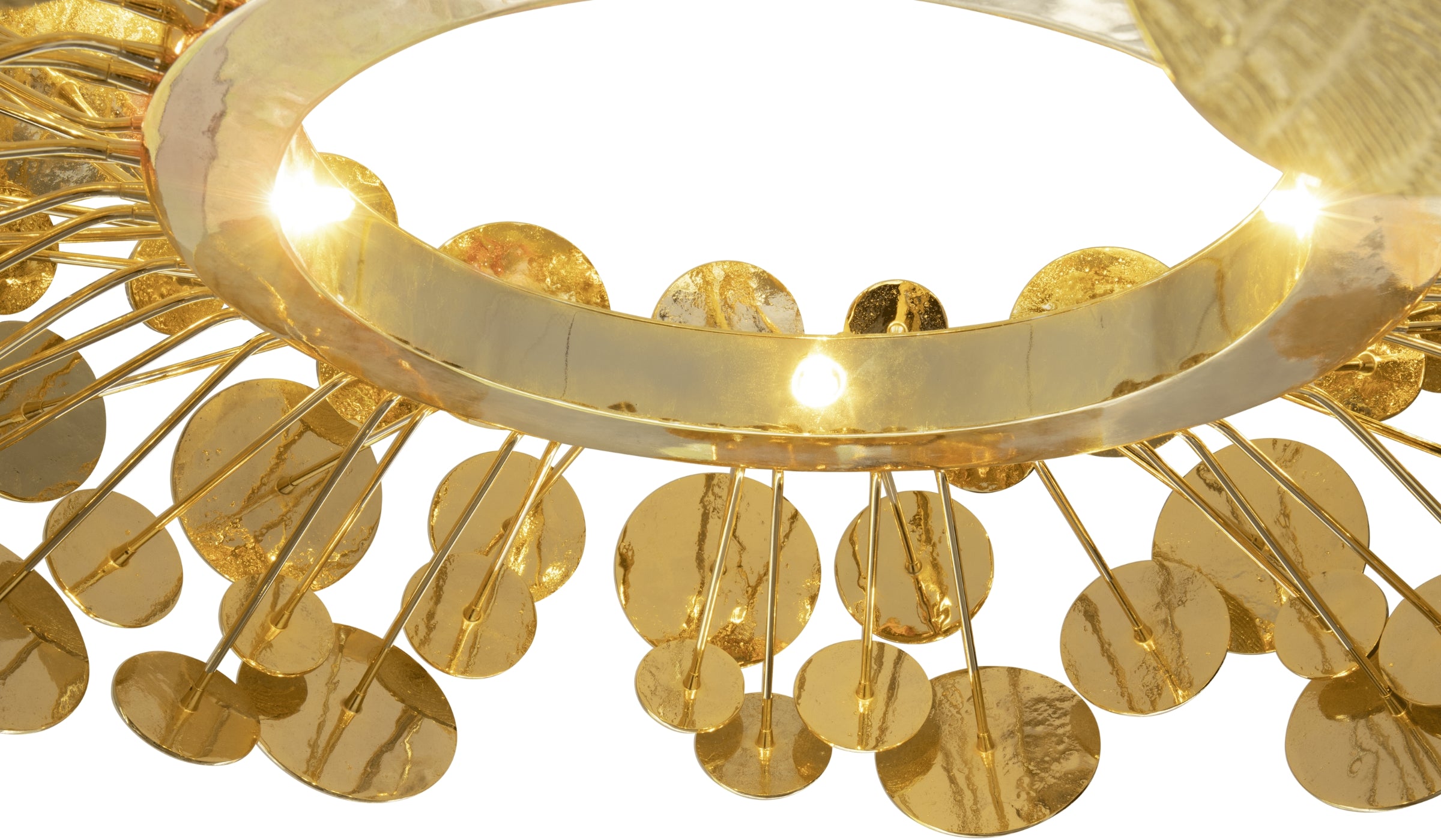 Newton Chandelier - Artistic elliptical pendant light in gold-plated aluminum