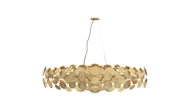 Newton Chandelier - Artistic elliptical pendant light in gold-plated aluminum