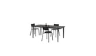 Ensemble de mobilier de jardin design, table rectangulaire et chaises en métal et plastique recyclé noir, Tiptoe.