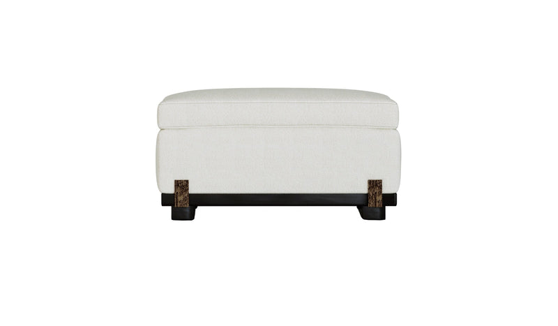 Ida contemporary footstool, black oak, fabric and bronze