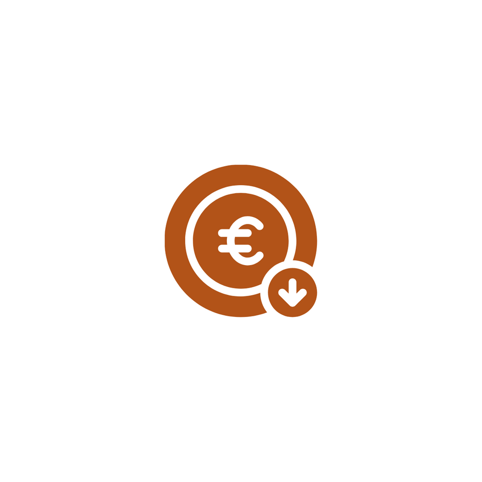 Icône de pièce euro avec flèche descendante, évoquant une perte de trésorerie ou une baisse des ressources financières.