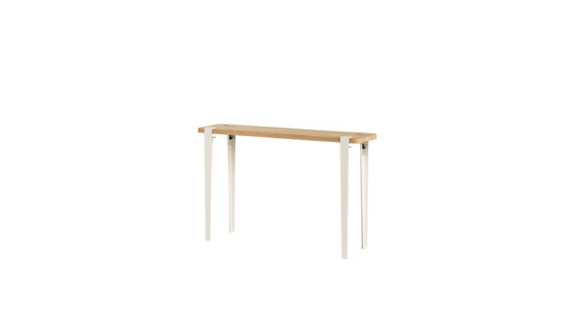 Console en chêne massif et acier blanc crème