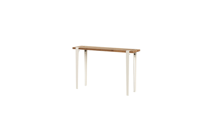 Console en chêne de récupération et acier blanc crème