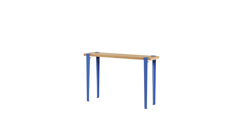 Console en chêne massif et acier bleu azur