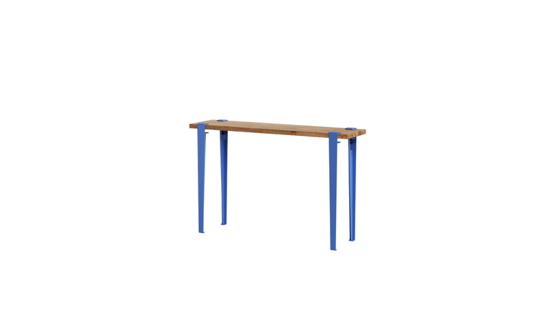 Console en chêne de récupération et acier bleu azur