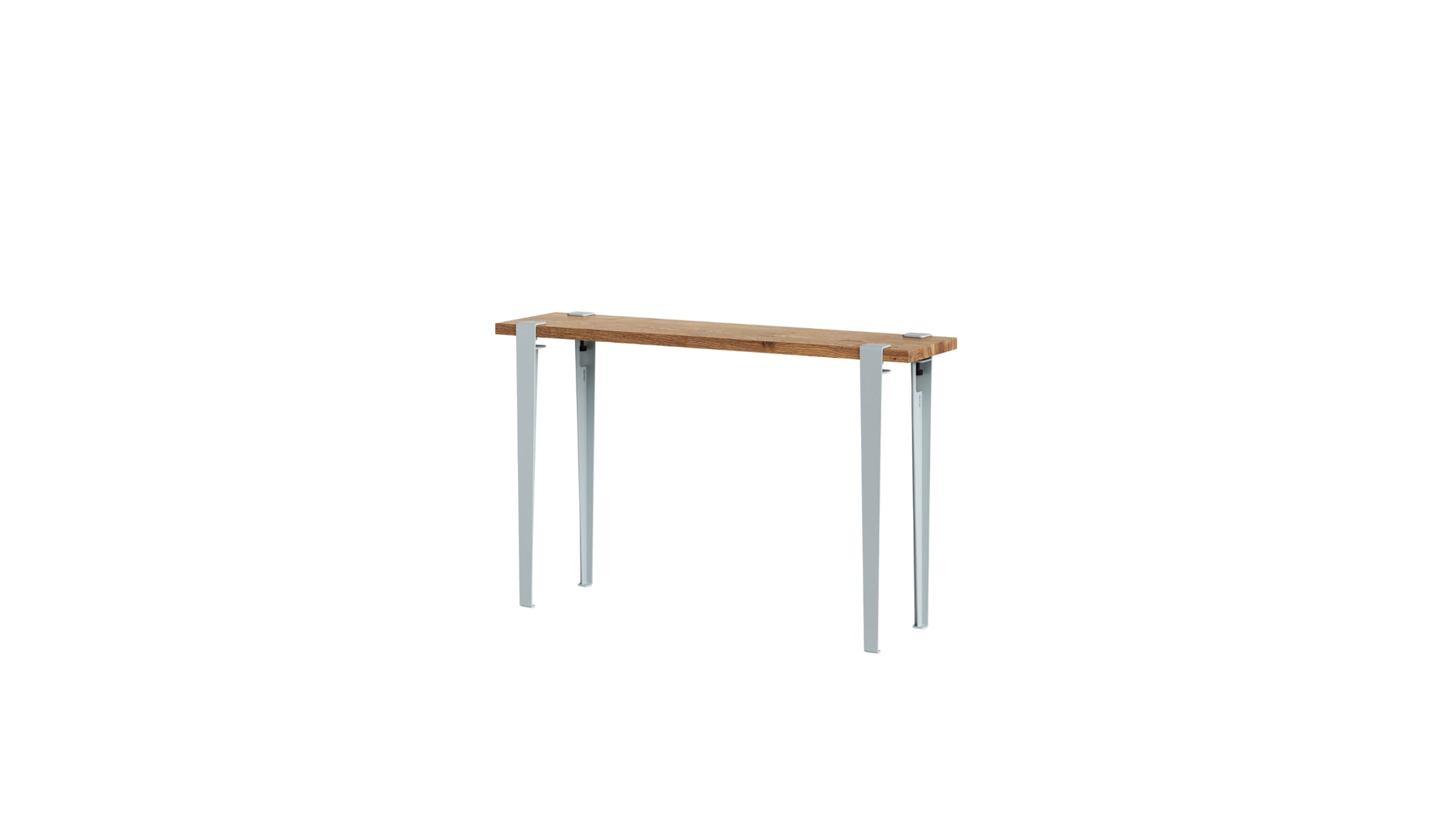 Console en chêne de récupération et acier bleu pâle