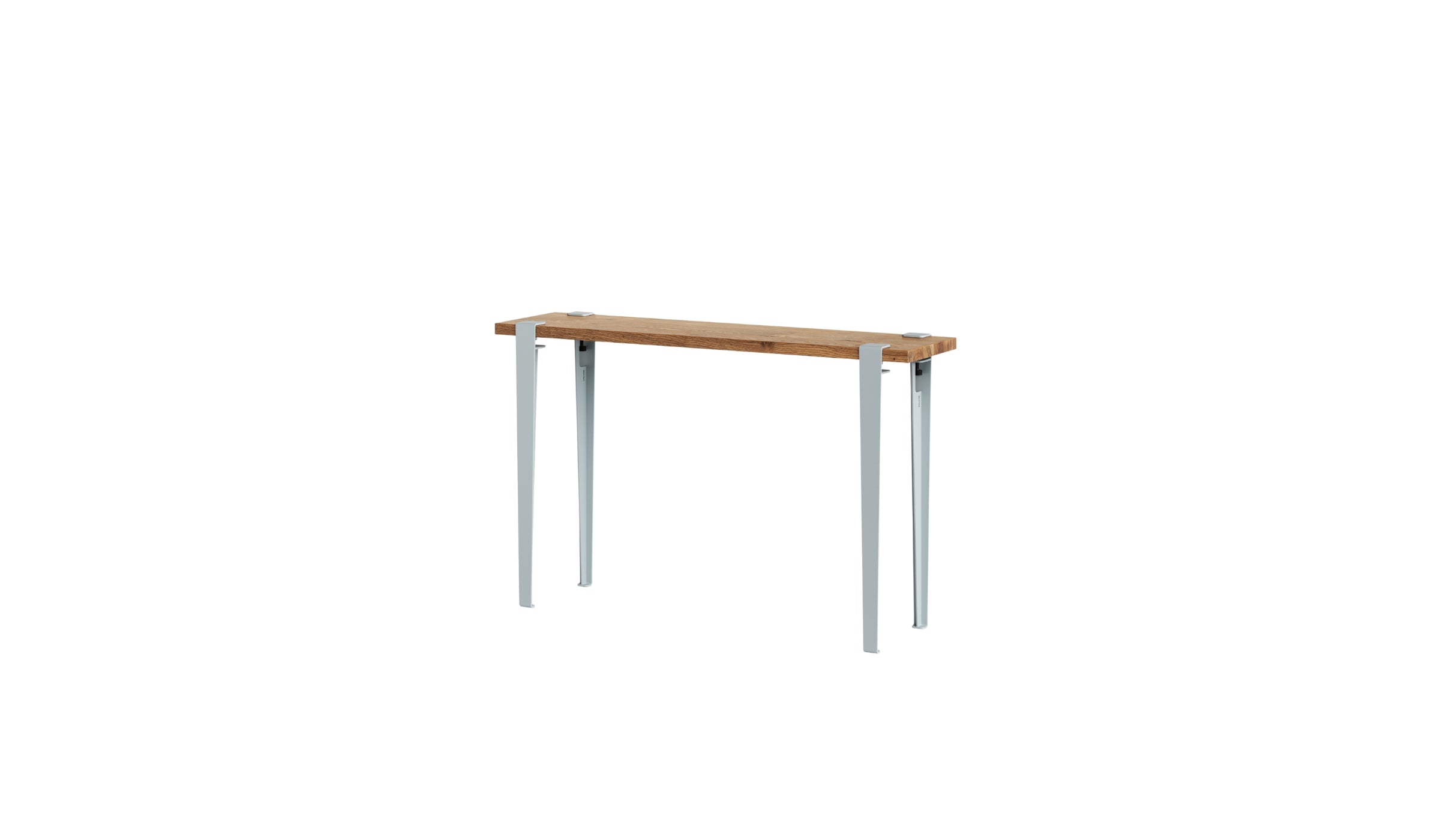 Console en chêne de récupération et acier bleu pâle