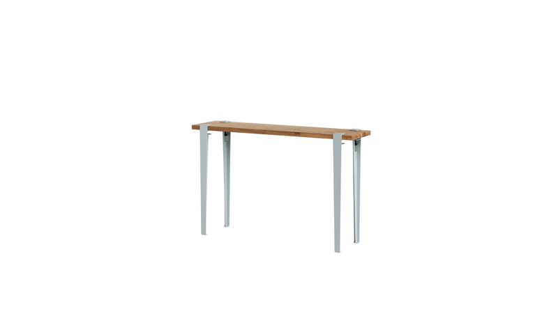 Console en chêne de récupération et acier bleu pâle