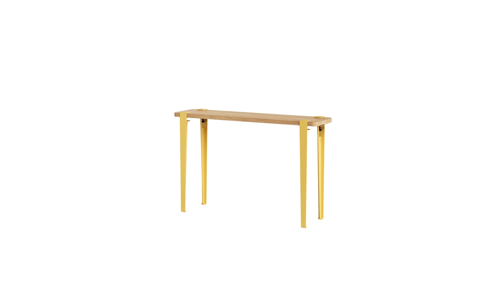 Console en chêne massif et acier jaune brioche