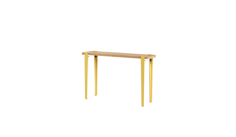 Console en chêne massif et acier jaune brioche