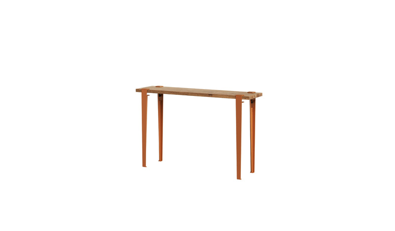Console en chêne de récupération et acier rouge tangerine