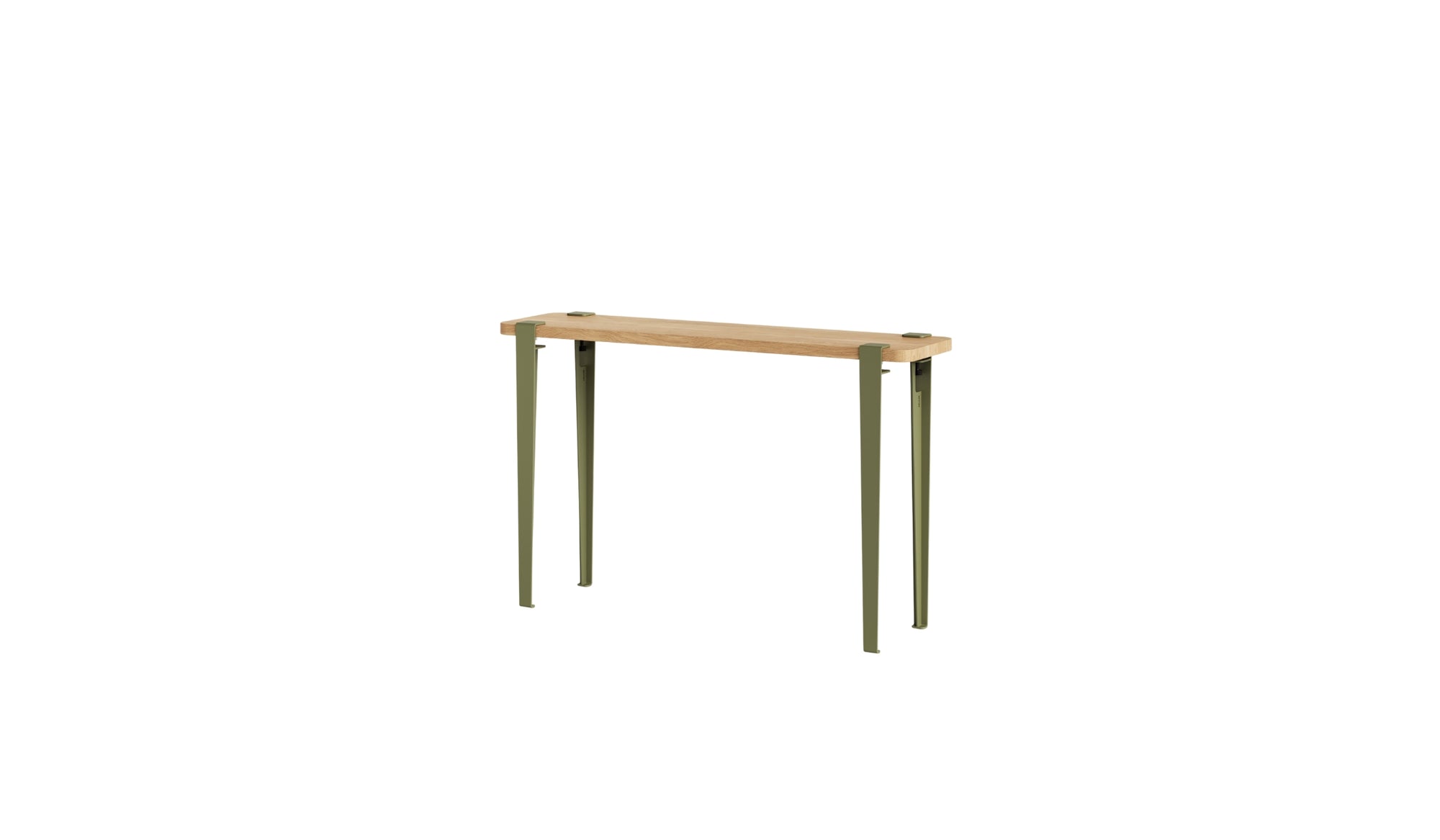 Console en chêne massif et acier vert kaki