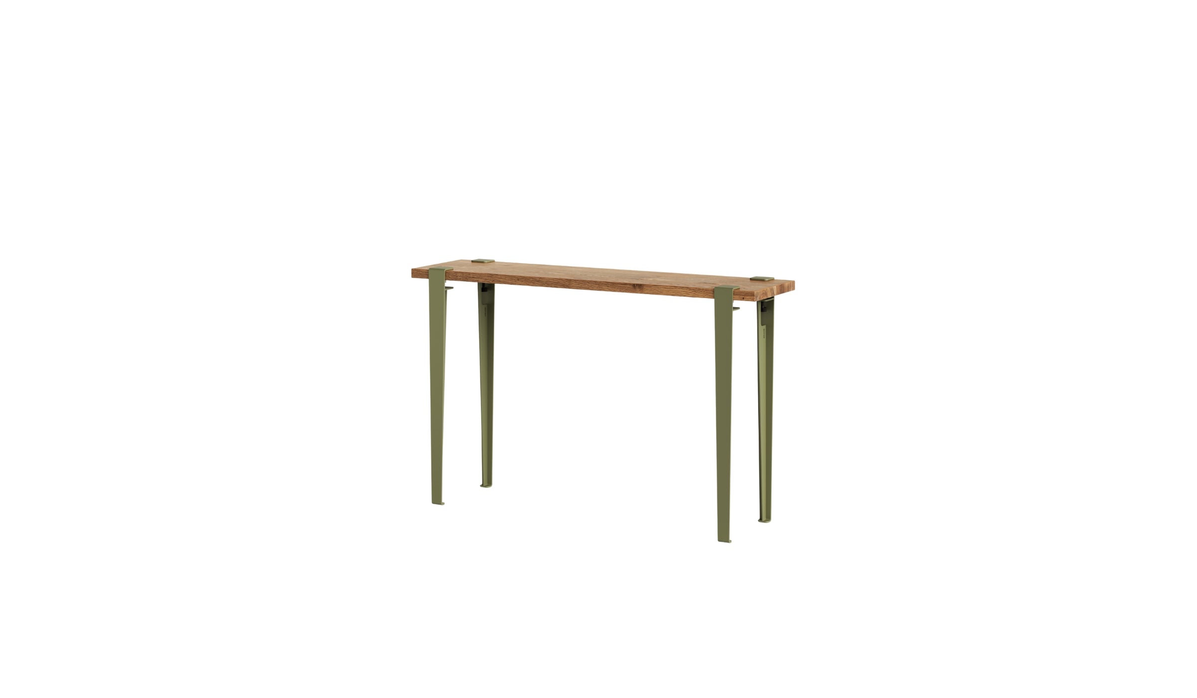 Console en chêne de récupération et acier vert kaki