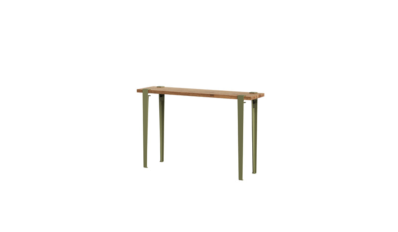 Console en chêne de récupération et acier vert kaki