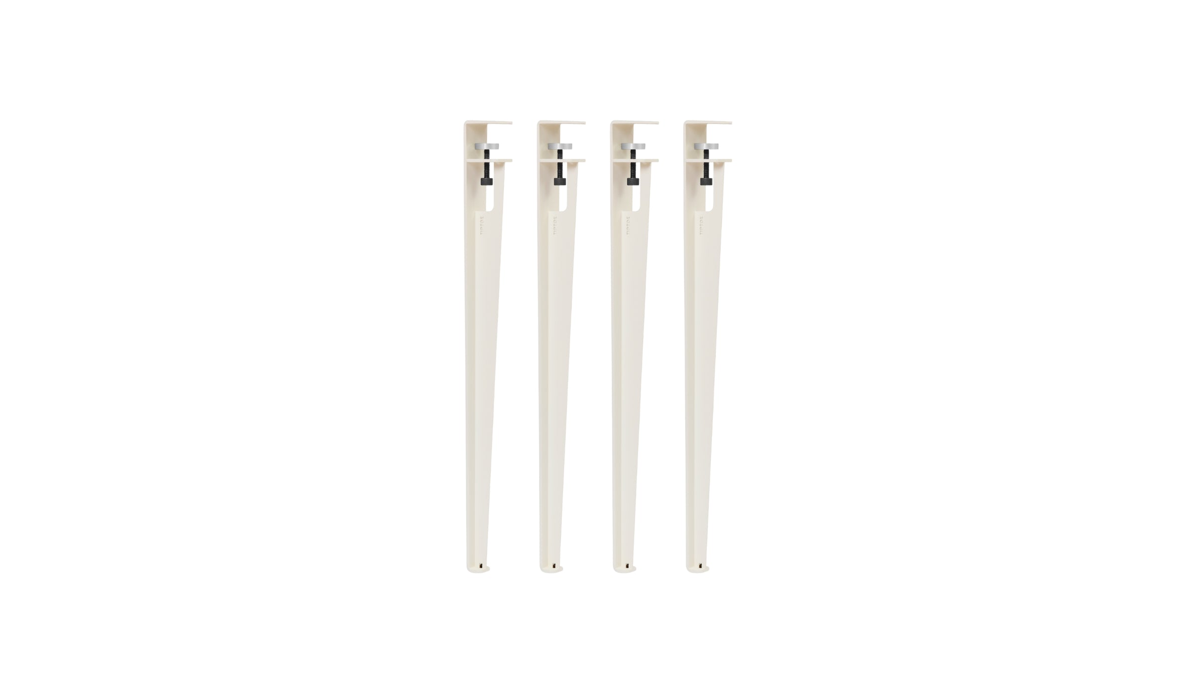 Lot de 4 pieds de table, 75 cm, blanc crème