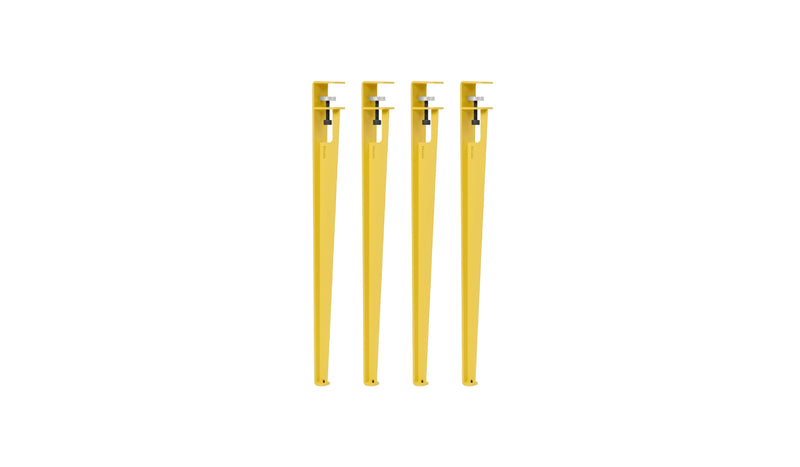 Lot de 4 pieds de table, 75 cm, jaune brioche