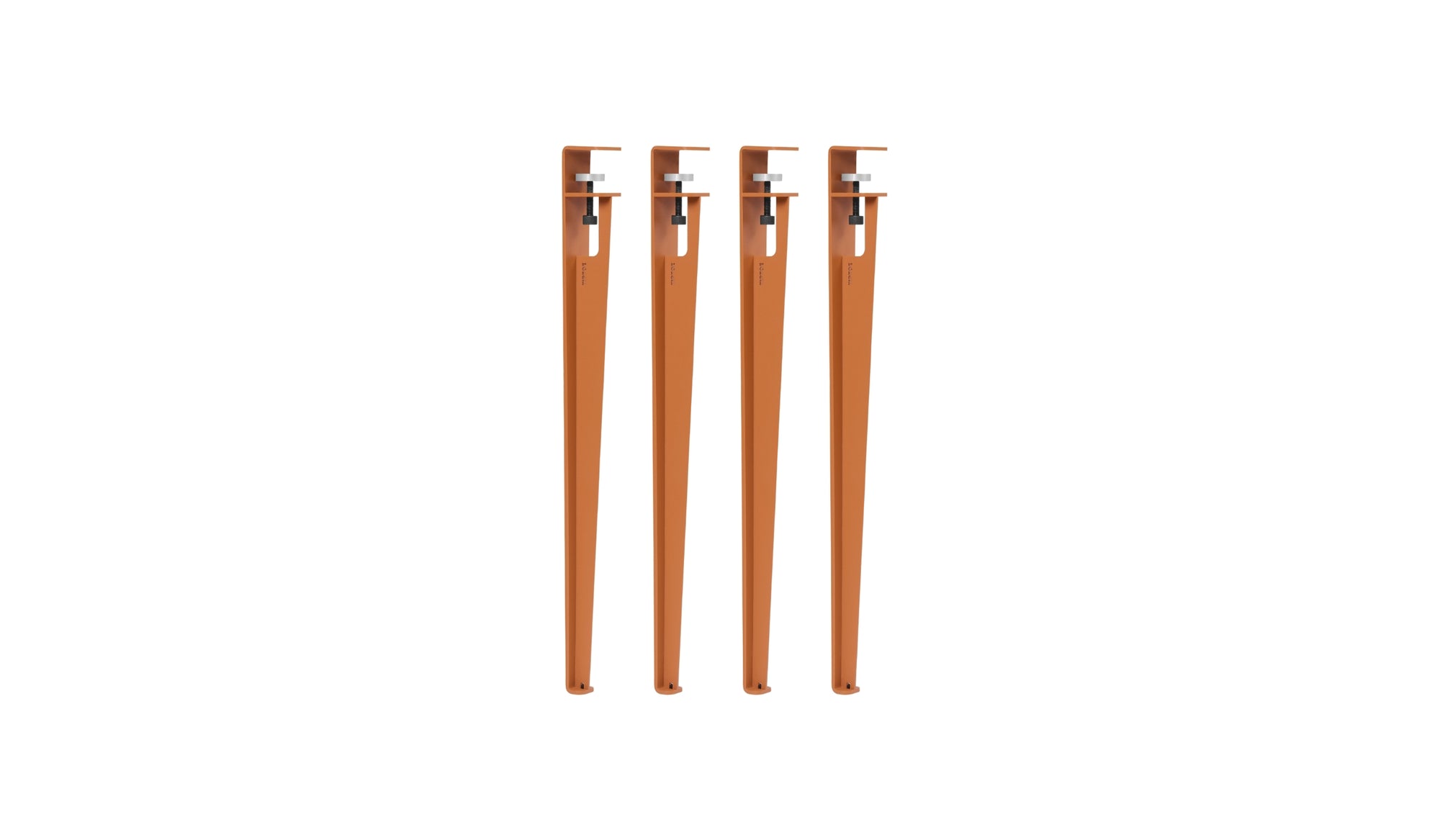 Lot de 4 pieds de table, 75 cm, rouge tangerine
