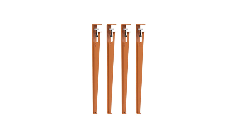Lot de 4 pieds de table, 75 cm, rouge tangerine