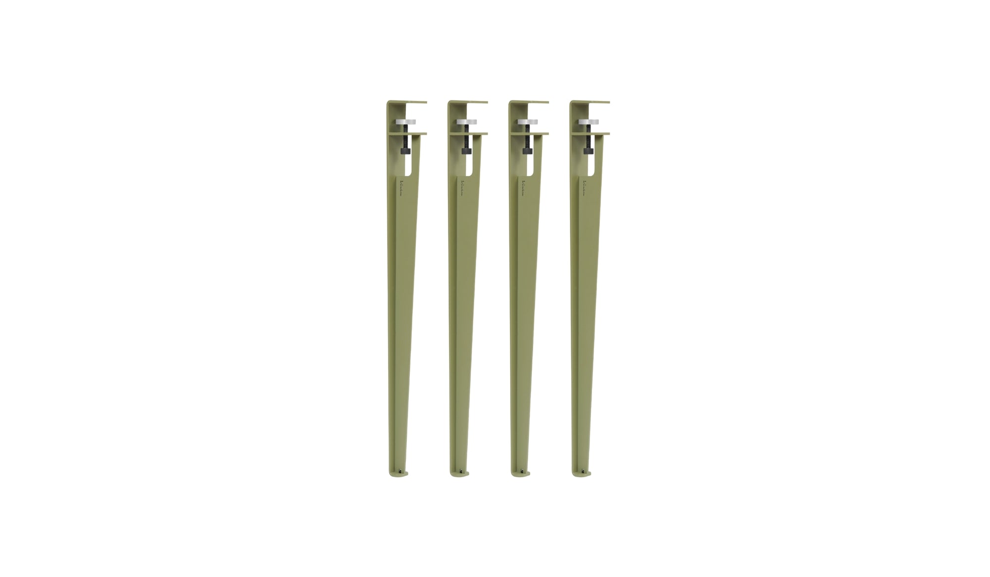 Lot de 4 pieds de table, 75 cm, vert kaki