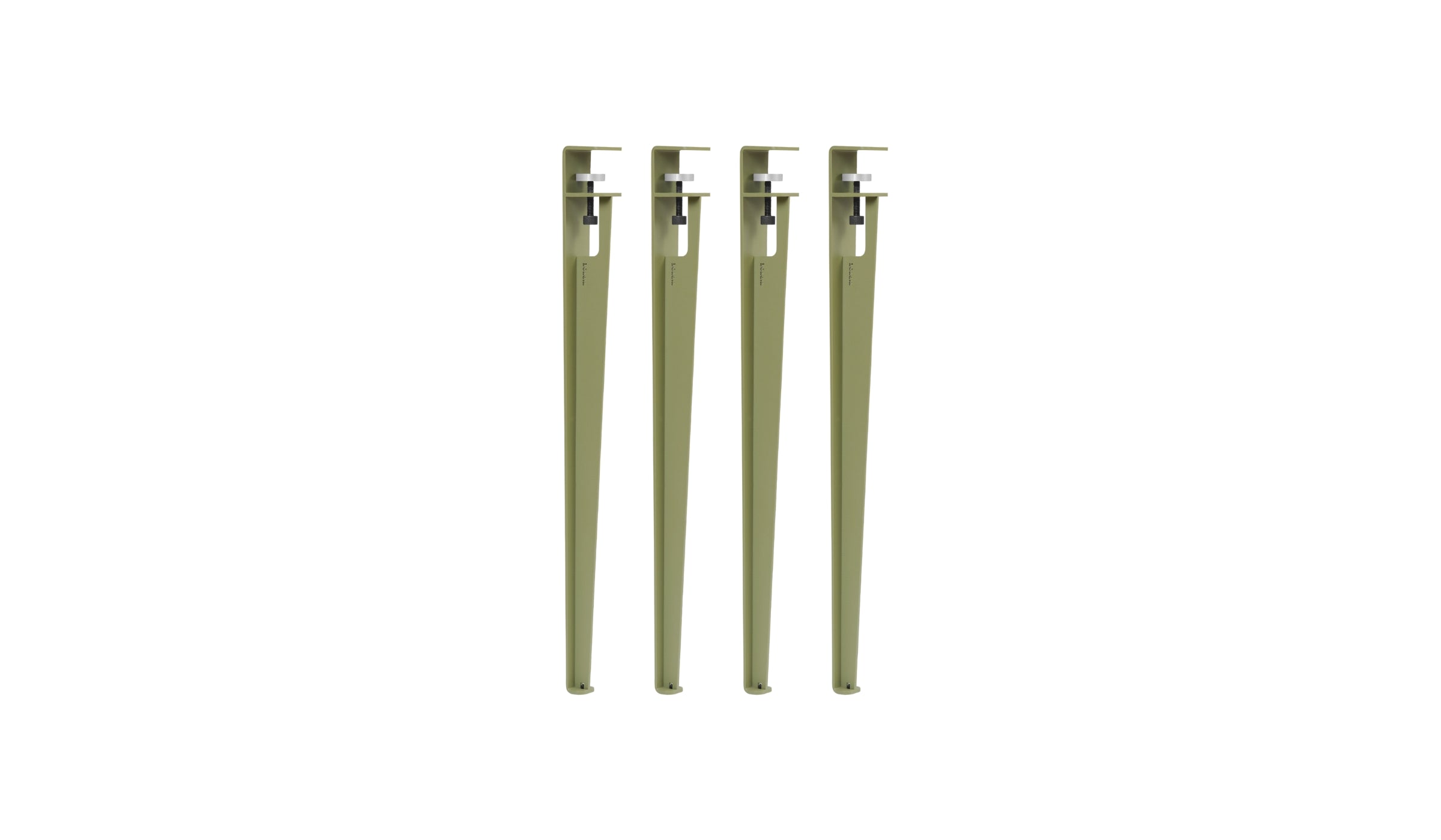 Lot de 4 pieds de table, 75 cm, vert kaki