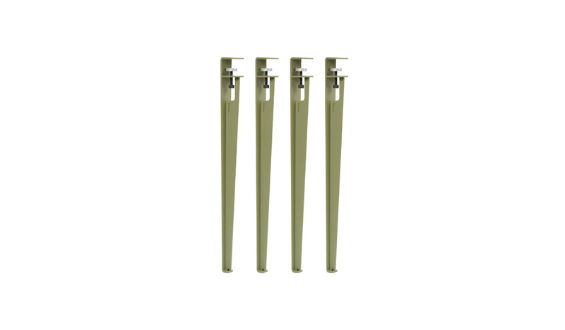 Lot de 4 pieds de table, 75 cm, vert kaki