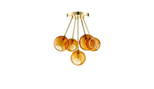 Ballroom Molecule ceiling light, amber glass and gold metal