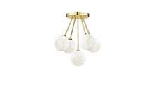 Ballroom Molecule ceiling light, white glass and gold metal