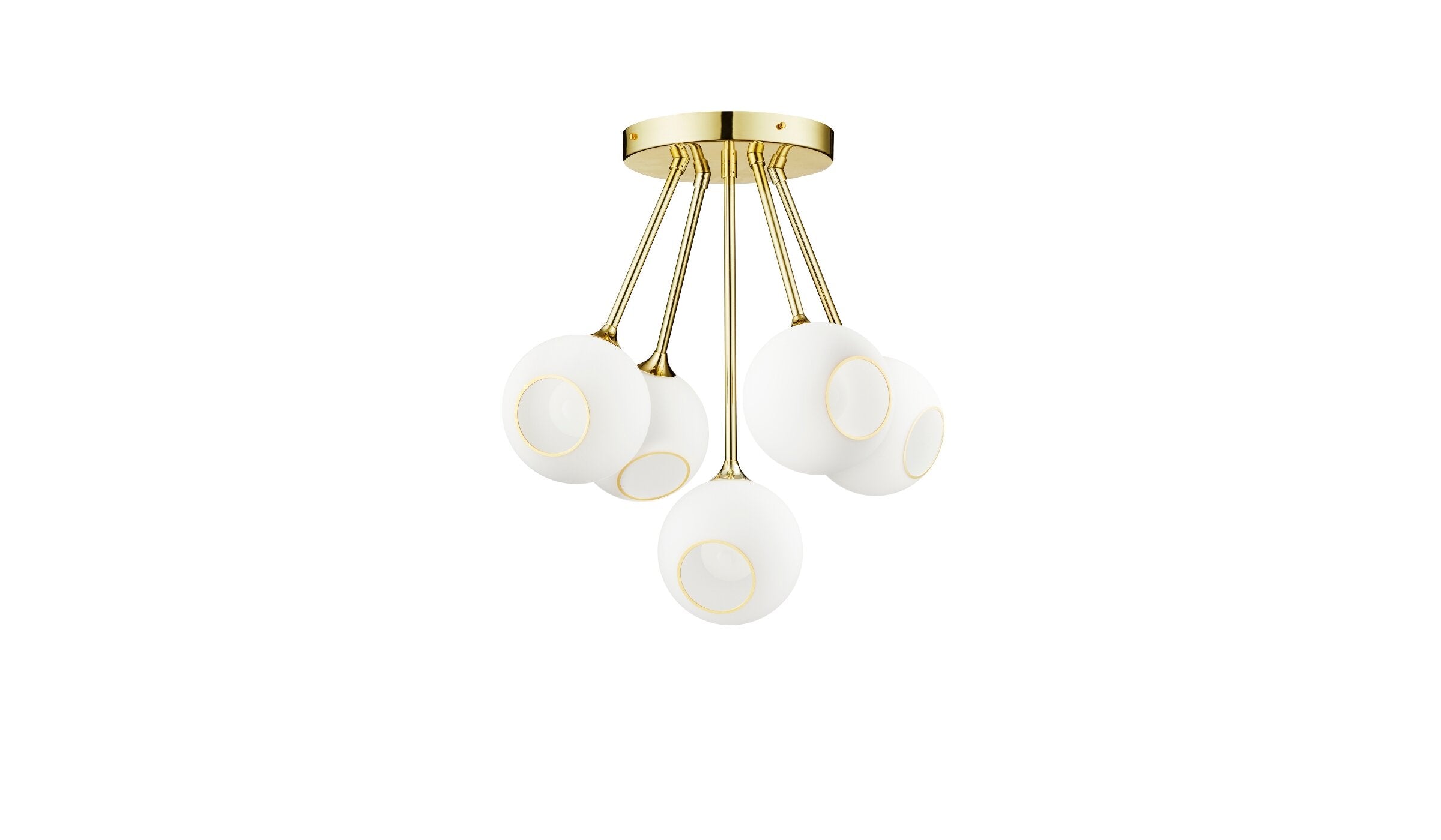 Ballroom Molecule ceiling light, white glass and gold metal