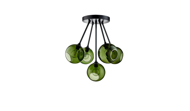 Ballroom Molecule ceiling light, green glass and black metal