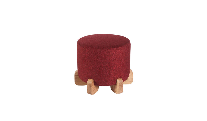 Small Ipanema pouf, in red fabric and natural oak finish