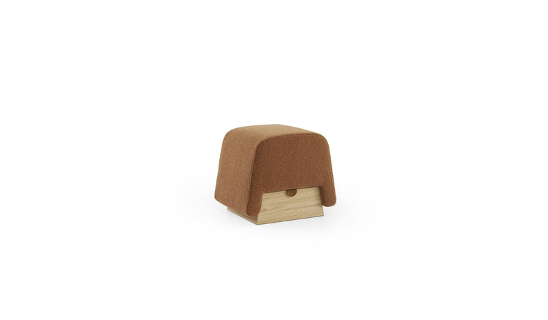 Onigiri storage pouf, in natural oak &amp; caramel fabric