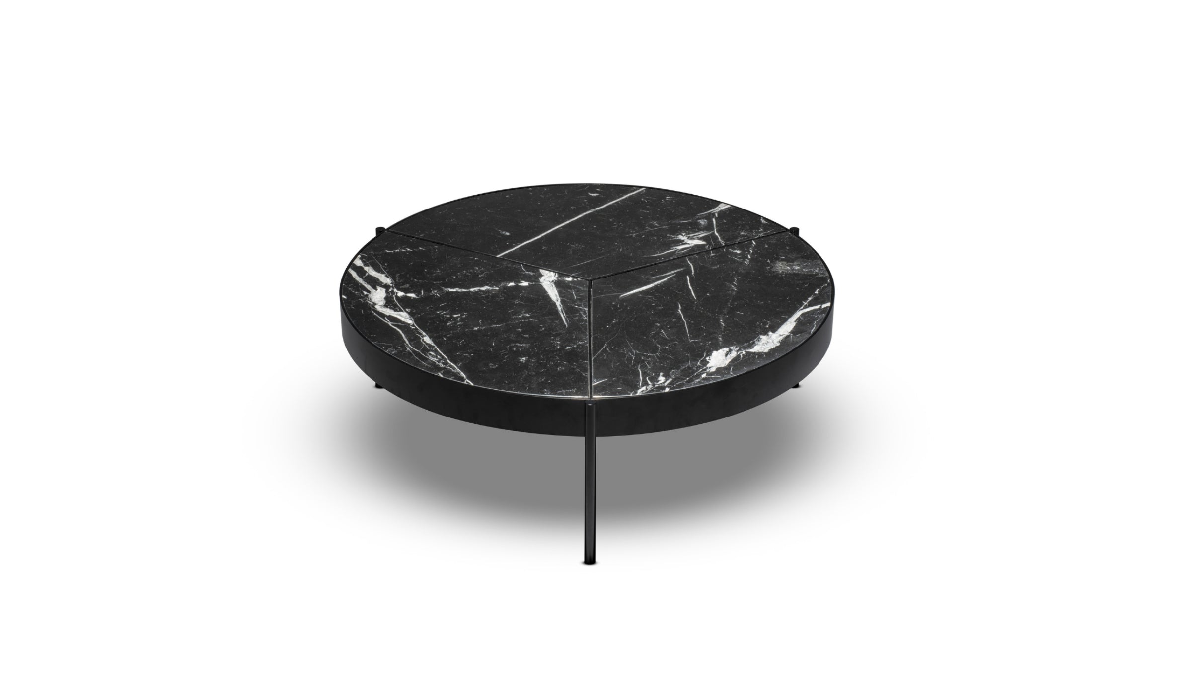 Ray 100 - Table basse en bronze laqué noir et marbre Nero Marquina