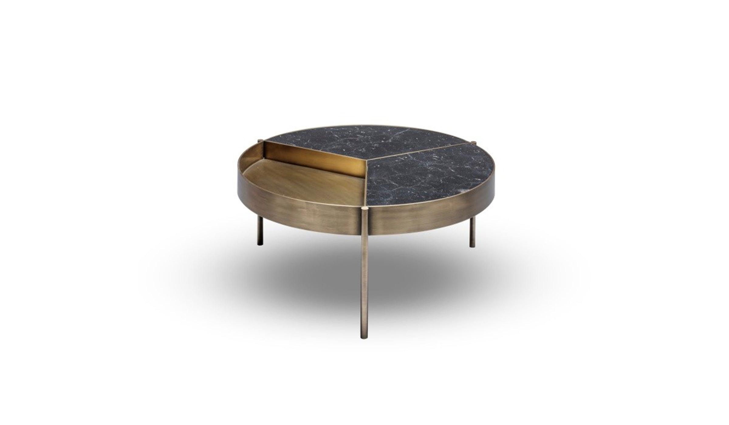 Ray 80 - Coffee table in light bronze and a Nero Marquina marble top