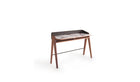 Bavero designer secretary desk, in walnut, brown metal &amp; Trinity printed glass