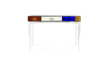 Soho - Console multicolore design avec feuille d'or et bois de rose