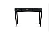 Soho - Elegant black rosewood console with brass and glass handles