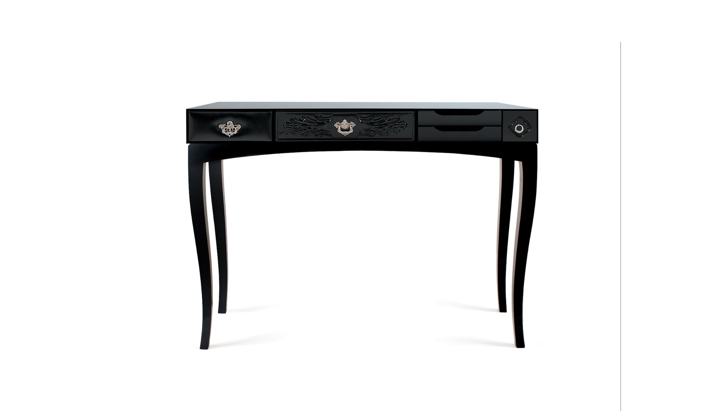 Soho - Elegant black rosewood console with brass and glass handles