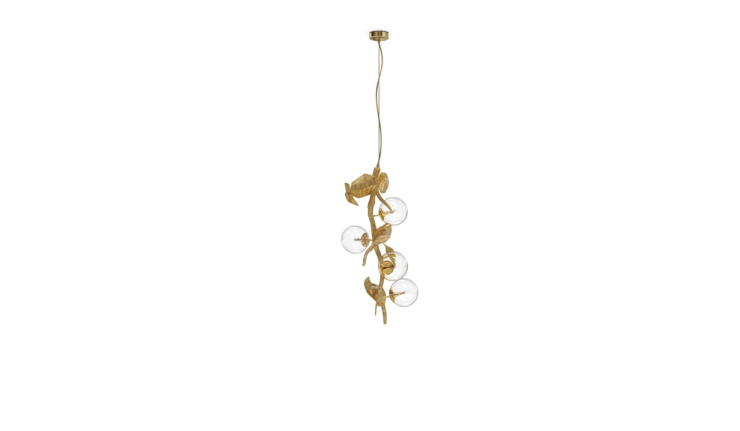Hera - Suspension simple luxueuse en laiton poli et verre pour décoration sophistiquée