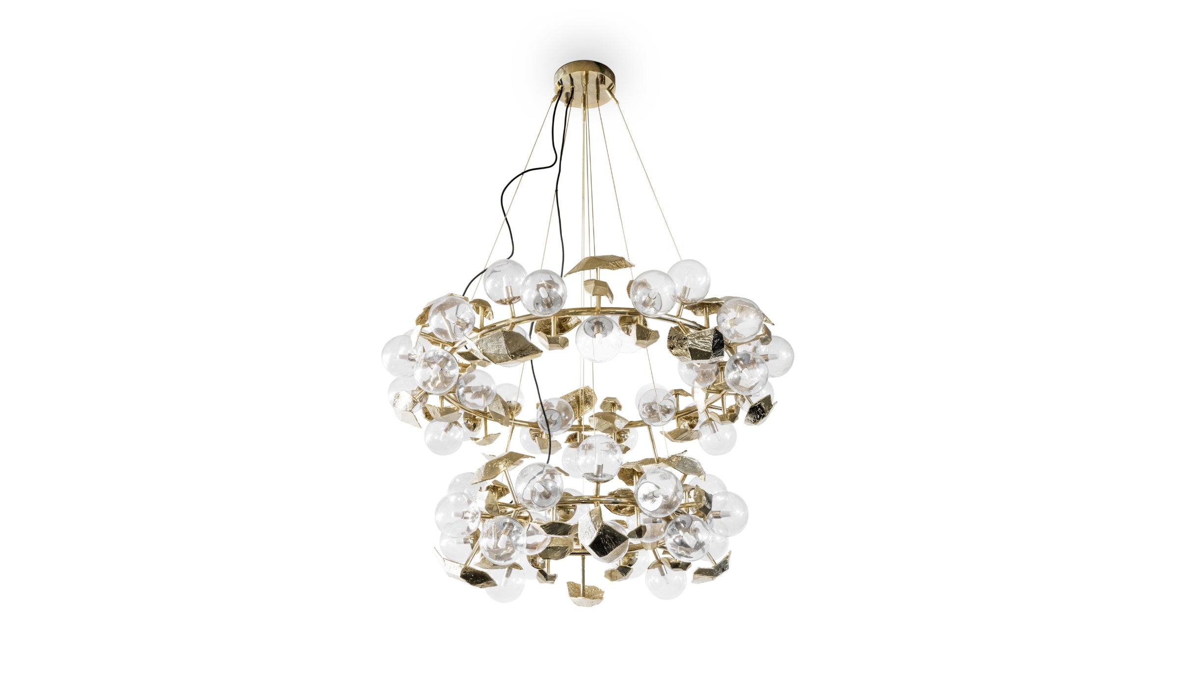 Hera round II - Luxurious pendant lamp in brass and glass for sophisticated decoration