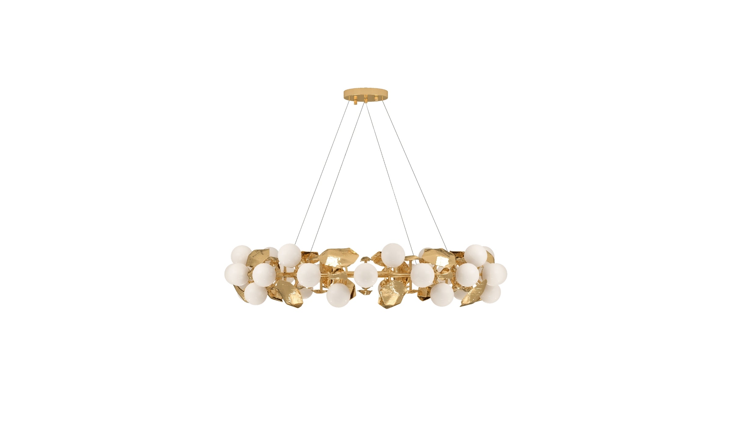 Hera round I - Luxury pendant light in polished brass and glass for sophisticated decoration