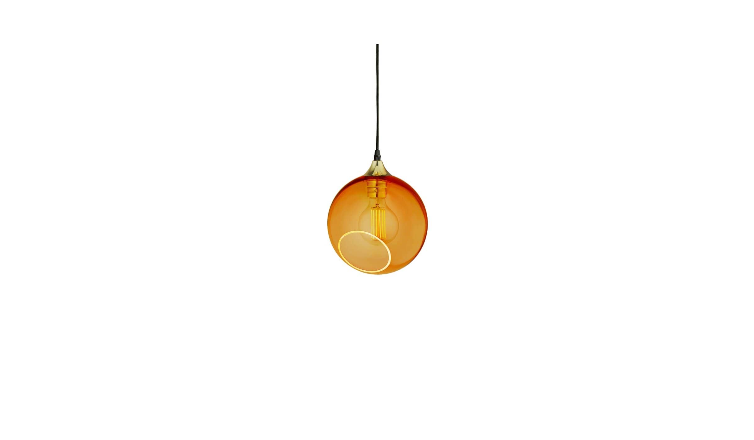 Ballroom - Blown glass pendant light, amber, gold edge and gold socket