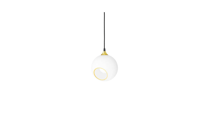 Ballroom pendant lamp, white glass and gold socket